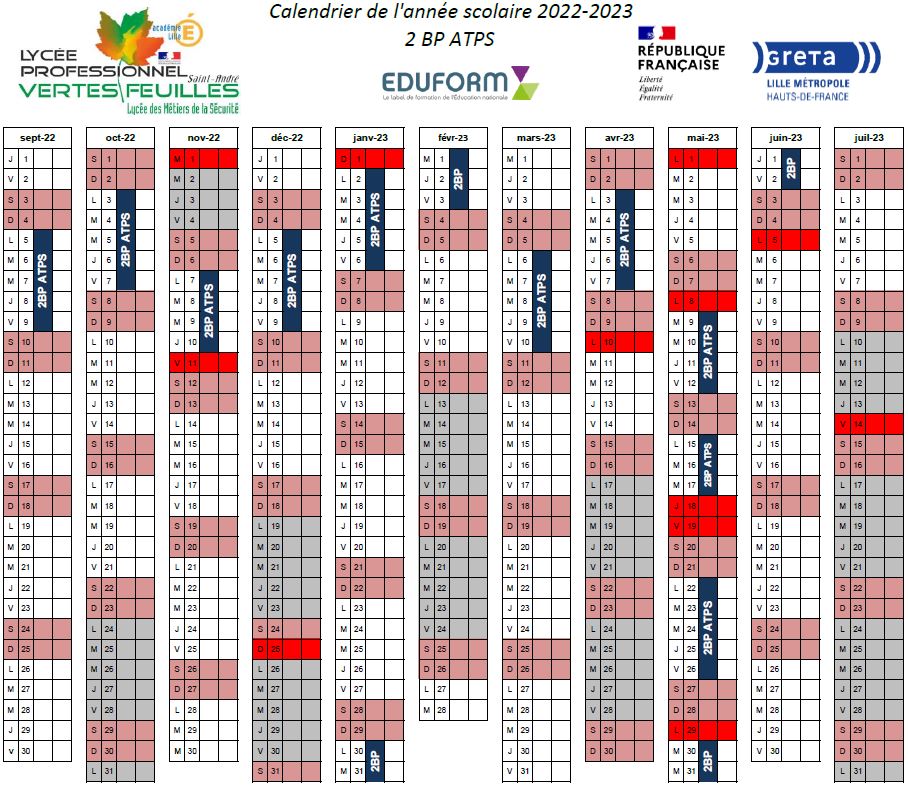 Calendrier de l’alternance 2022-2023 des 2BP ATPS (2ème année) – Le